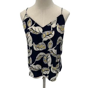 J. Crew Blue Carrie Tropical Leaf Silk Racerback Tank Cami Size 4 Women's